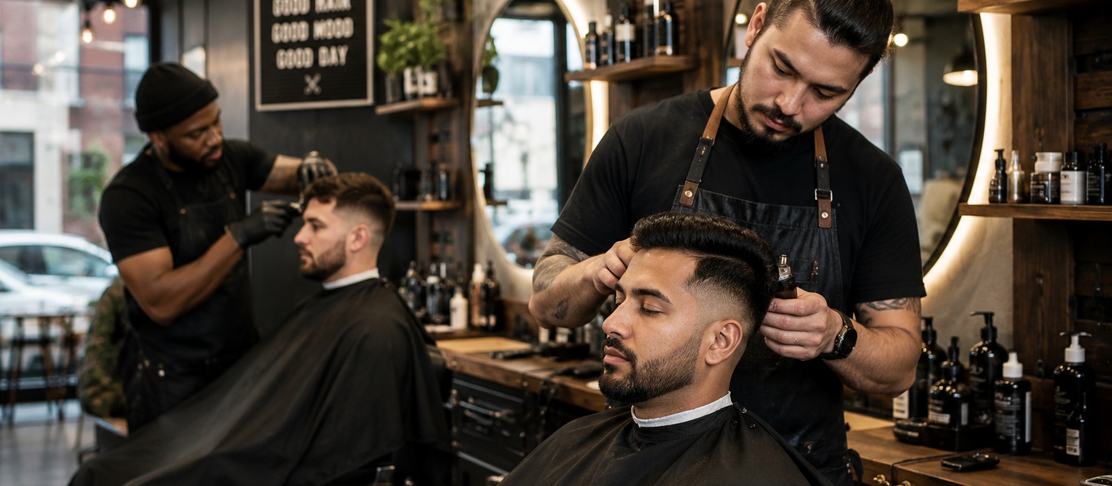 RJ Hair Salon stylists at work providing premium grooming services